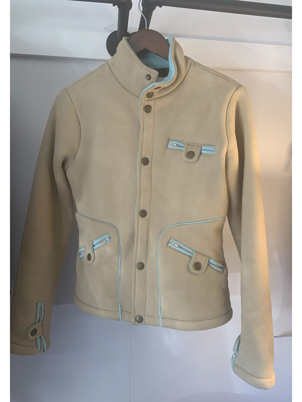 B by Burton Vintage Fleece Snap Jacket Womens Beige Small